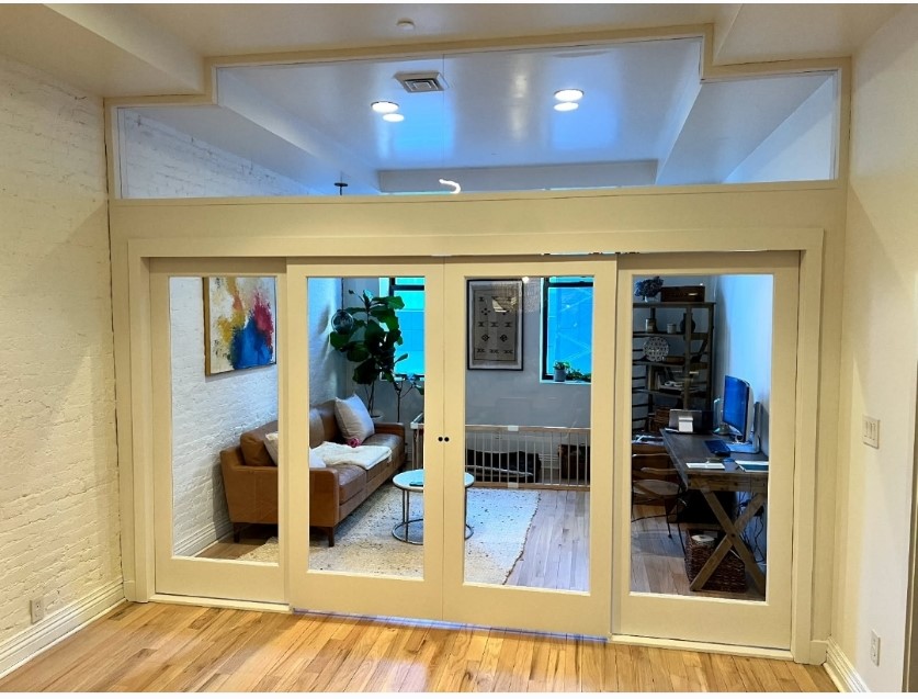 Sliding Single Light Door Partition with plexi glass